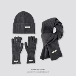 Winter Warm Knitted Hat Scarf Gloves Women's Windproof Adult Three-piece Set Scarves Solid Color Fashion Korean Hats for Women