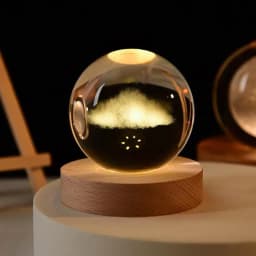 3D Crystal Lights Lamp Glowing Planetary Galaxy Night Light Crystal Ball Night Lights Bedside Light Home Decor Christmas Gift