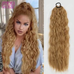 WTB Synthetic Braided Wig 24 Inch Corn Perm Curly Hair Ponytail Braided Wig Daily Wear Curly Ponytail