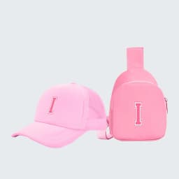 2pcs children's 26-letter printed truck driver hat and chest bag set, lightweight all-in-one visor, suitable for girls' daily
