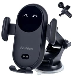 Wireless Car Charger Stand Fast Charging with Infrared Auto Clamp for iPhone 17 Samsung Phone Mount (Vent/Dashboard/Windshield)