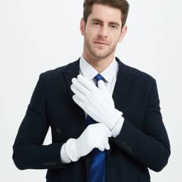 1Pair White Formal Gloves Winter Warm Men Uniform Tuxedo Honor Guard Parade Cosplay Costume Inspection Work Butler Gloves