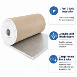 7mm Thick Double-sided Aluminum Foil Insulation Roll with Self-adhesive Kraft Paper Backing Heat Sound Proof Reflective Foam Mat