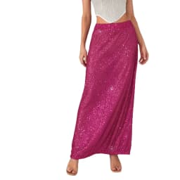 Autumn Solid Color Sequins Long Skirts Women Low Waist Party Skirts Fashion Casual Skirts Streetwear