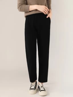 Women's Wool Pencil Pants Autumn Winter Office Lady Style Threaded Elastic Waist Trousers 100% Merino Wool Knitted Thicken Pants