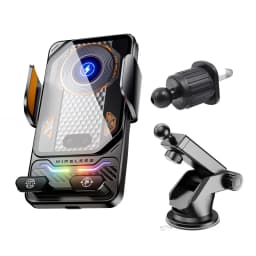 15W Universal Car Phone Wireless Charger Holder Touch 90° Rotation Mount for Samsung S25 S24 Iphone 17 16 15 14 13 12 11 Pro Max
