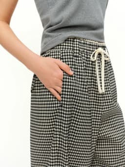 DUSHU 2026 Spring Women's Plaid Pattern Blend Straight Leg Pants - Acetate Commuter Style Trousers Elastic Waist for Office