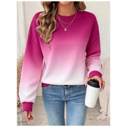 Fashion Gradient Color Personalized Print Pullover Tops Women's Autumn And Winter Long Sleeved Round Neck Warm Casual Sweatshirt