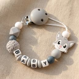 Personalized Baby Pacifier Clip Custom Name Wolf Silicone Teether Chain BPA Free Dummy Holder Newborn Gift