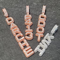 Custom Name Vertical Necklace Pendant Fashion Cube Double Layer Word Jewelry Personalized Iced Out Letter Number Chain For Men