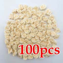 (100 Pcs/pack) 10*10mm Mini Fresh Pink Ribbon Flowers Small Size Satin Ribbon Artificial Flower Craft Festive Party Decoration