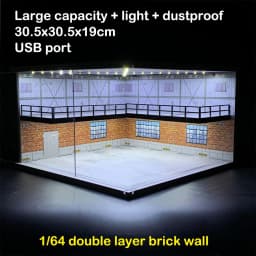 1/64 1/18 1/24 1/32 1/43 Scale Car Garage Diorama Models Set Scene LED Parking Lot Model for Matchbox Hot Wheels Collection