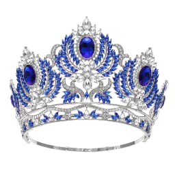 Royal Queen AB Color Crystal Wedding Crown Large Diadem Rhinestone Tiaras Circle Pageant Headdress Bridal Jewelry Head Ornaments