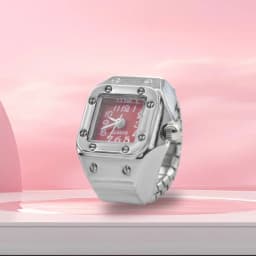 Creative Alloy Shell New Hot Selling Compact Finger Square Arabic Numeral Scale Dial Couple Men's And Women's Ring Watch