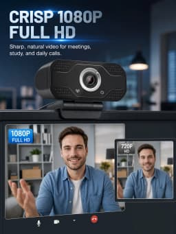 2026 1080P Webcam with Microphone, USB Computer Camera for Online Class Video Calls, Zoom, Teams, Streaming