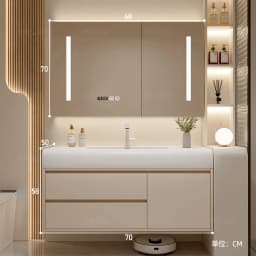Vanity with Sink Shelves Sink Under Cabinet Bathroom Bathroom Sets Full Set Furniture Comfortable with Drawers Storage Cabinet