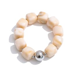 Yhpup Acrylic Square Beads Chain Necklace Bracelet Bangle Stainless Steel Handmade Jewelry Waterproof Green Khaki Pink Amber