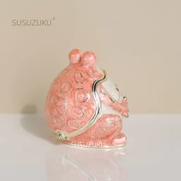 1pc Hand Painted Hinged Frog Trinket Jewelry Box Crystal Jeweled Small Cute Frog Animal Figurines Collectible