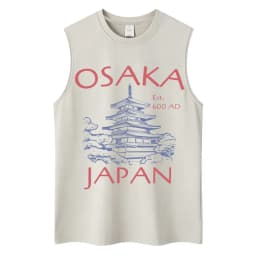 Japanese Ukiyo-e Beach Style Washed Tank Tops Naoshima Art Island Vintage Vests Men Women Cotton Casual Loose Sleeveless T Shirt