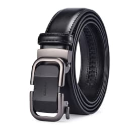 Men's leather ratchet belt 3.5cm wide adjustable formal jeans, comfortable cutting