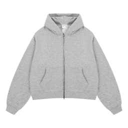Custom LOGO women's Autumn Winter New 370G Heavy Fleece BOXY Short and Wide Double Head Zipper Cardigan Couple Hooded Sweater