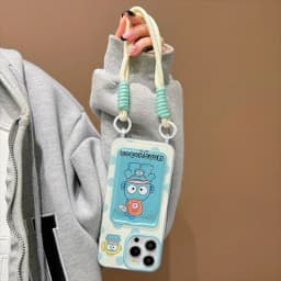 Hangyodon Fish Card Holder Cartoon Phone Case for iPhone 17 Pro Max 16E 14 15 Plus 13 Mini 11 12 Pro X XS XR 7 8 SE With Lanyard