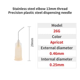 20pcs 13mm Elbow Dispensing Machine Injection Needle 14G-27G Stainless Steel Dispensing Needle Spiral Mouth Nozzle Glue Needle