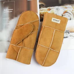 New sheepskin men's fur gloves with thicker wool lining and winter fashion windproof and cold-proof warm gloves