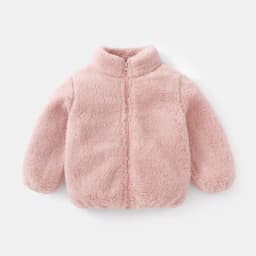 Baby Double Sided Fleece Jacket Spring Autumn Winter Warm Solid Color Versatile Top Inner Outer Wear For Toddler Boys Girls