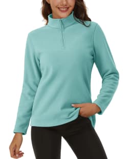 TACVASEN Stand Collar 1/4 Zip Fleece Pullover Womens Outdoor Sports Casual Tops Autumn Winter Lightweight Soft Warm Sweatshirt