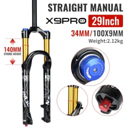 Nanlio X9 Pro MTB Air Suspension Fork 34mm 140/160mm Travel 26/27.5/29 Inch 100x9 100x15 Damping Rebound Bike Fork