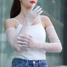 Women's Sexy Transparent Gloves Mesh Tulle Extra Long Gloves Opera Costume Party Dance Wedding Bride Dress Photography Props