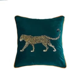 American Decorative Pillowcase Animal Parrot Leopard Embroidered Pillow Case Ornamental Pillows Blue Green Velvet Pillow Cover