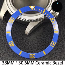 Sloping 38mm * 30.6mm Ceramic/Aluminum Bezel GMT and Diving Watch Insert Fits for 40mm Men's Watch Case Bezel Replacement Insert