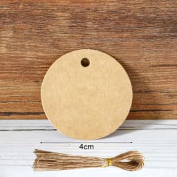 100pcs 3-5cm Round Kraft Paper Tags with Strings Wedding Birthday Christmas Party Gift Hang Tag Labels Packaging Supplies Decor