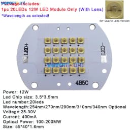 High Power 6W 12W 15W 18W 22W Deep UVC UVB 254nm 270nm 290nm 310nm 340nm 10/20/25/30/36 Integrated LED Module for Sterilization