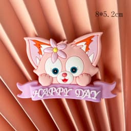 Cute Pink Fox Bow flower Rainbow Cake Toppers Girl's Birthday Dessert Decoration for Children's Day Party Supplies Lovely Gifts