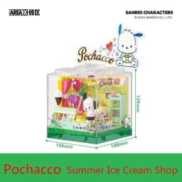 Area-X Anime Sanrio Building Blocks Mini Shop Hello Kitty Kuromi Cinnamoroll Model Decoration Surprise Toys