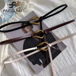 New Non-hole Woman Thin Belt PU Leather Metal Buckle Wrist Strap For Female Dress Shirt Decor Belts Fashion Adjustable Waistband