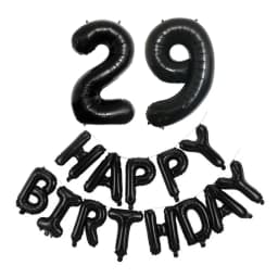 Black 32-Inch Number 1-30 Balloons and 16-Inch 'Happy Birthday' Letter Foil Balloons Set Birthday Party Decoration Supplies