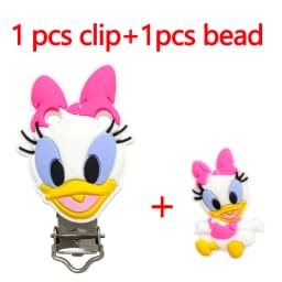 2pcs/set Silicone Cartoon Animal Pacifier Clip Molar Bead DIY Pacifier Chain Jewelry Accessories