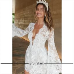 Luxury Lace Deep V Neck Customized Short A Line Wedding Dress Buttons Tiered Flare Sleeves Formal Bridal Gown Vestidos De Novia