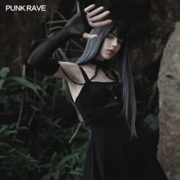 PUNK RAVE Women's Texture Gauze Three-dimensional Cutting Choker with Arm Sleeves Punk Handsome Elastic Long Gloves Accessories