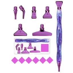 5D Diamond Painting Tool Crystal Point Drills Pen With Purple Metal Point Drill Heads Multi Placer Pen Tip And Clay Accessories