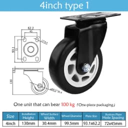 1.5-5 Inch Polyurethane Swivel Caster M6/M8-M12 Screw For Furniture Wheel Caster Wheels 360° Caster Wheel Industrial With Brake