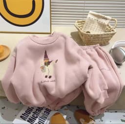 Children Winter Warm Suits Kids Comfortable Casual Long Sleeve Top+Pants 2Pc Outfits Girls Cute Print Thick Thermal Clothes Set