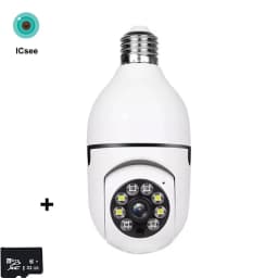 ICsee E27 6MP Bulb WiFi Camera Dual Lens Dual Screen Auto Tracking Two Way Audio Color Night Vision for Indoor Security Camera