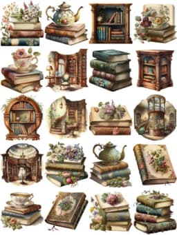 20Pcs/Pack Retro Nostalgic Books Sticker DIY Craft Scrapbooking Album Junk Journal Decorative Stickers