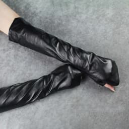 [EAM] Women Black Long Elegant Gloves New Pu Leather Personality   Fashion Tide All-match Spring Autumn 2026 1DH1981