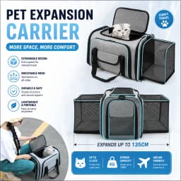 Stylish Breathable Pet Carrier with Double Side Expandable Design, Portable Hand Crossbody Shoulder Travel Bag for Cats & Dogs